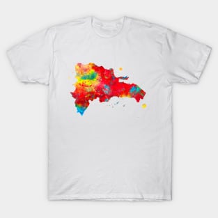 Dominican Republic Map Watercolor Painting T-Shirt